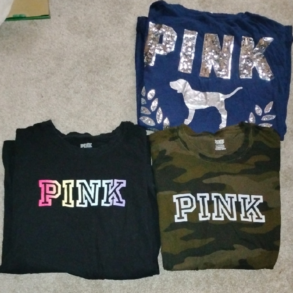 PINK Victoria's Secret Women's Tees - Black, Blue, Camouflage